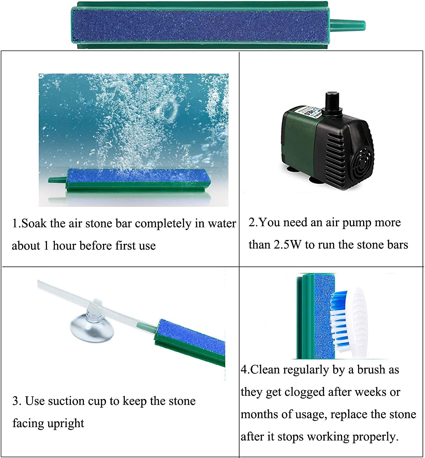 Pitertul Aquarium Air Bubble Air Stone Bar Set,Air Stone Diffuser Release Airstone, 8.2 Ft Airline Tube, 6 Aquarium Suction Cup Clips, 8 Connector, 4 Check Valve round Air Stone Kit Animals & Pet Supplies > Pet Supplies > Fish Supplies > Aquarium Air Stones & Diffusers Pitertul
