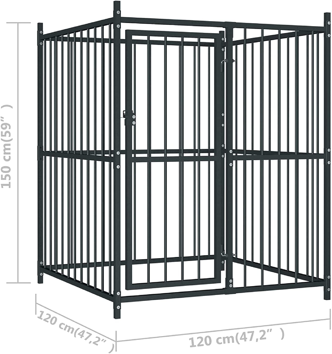 K&A Company Dog Kennel & Run, Outdoor Dog Kennel with Roof 47.2"X47.2"X59" Animals & Pet Supplies > Pet Supplies > Dog Supplies > Dog Kennels & Runs K&A Company