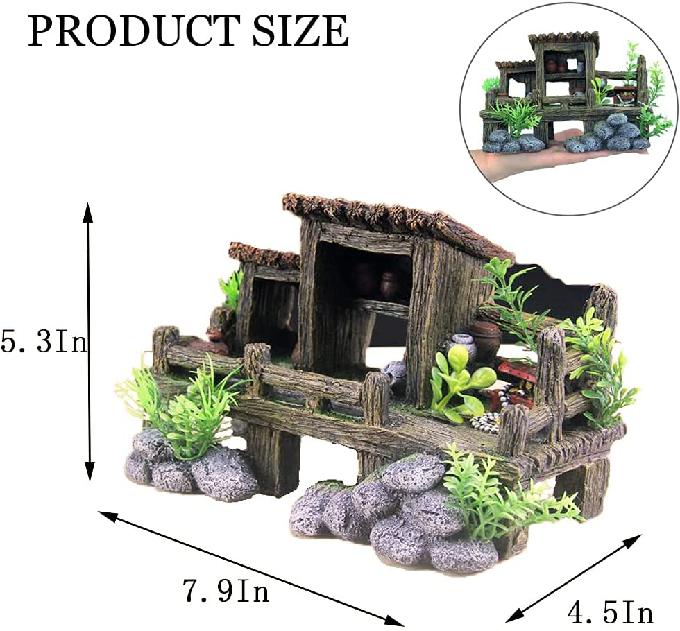 Hamiledyi Aquarium Resin Modern Castle Decorations Aquarium Fish Hideouts House Fish Tank Attic Ornaments Realistic Details Aquarium Accessories Shelter for Reptile Betta Fish Animals & Pet Supplies > Pet Supplies > Fish Supplies > Aquarium Decor Hamiledyi