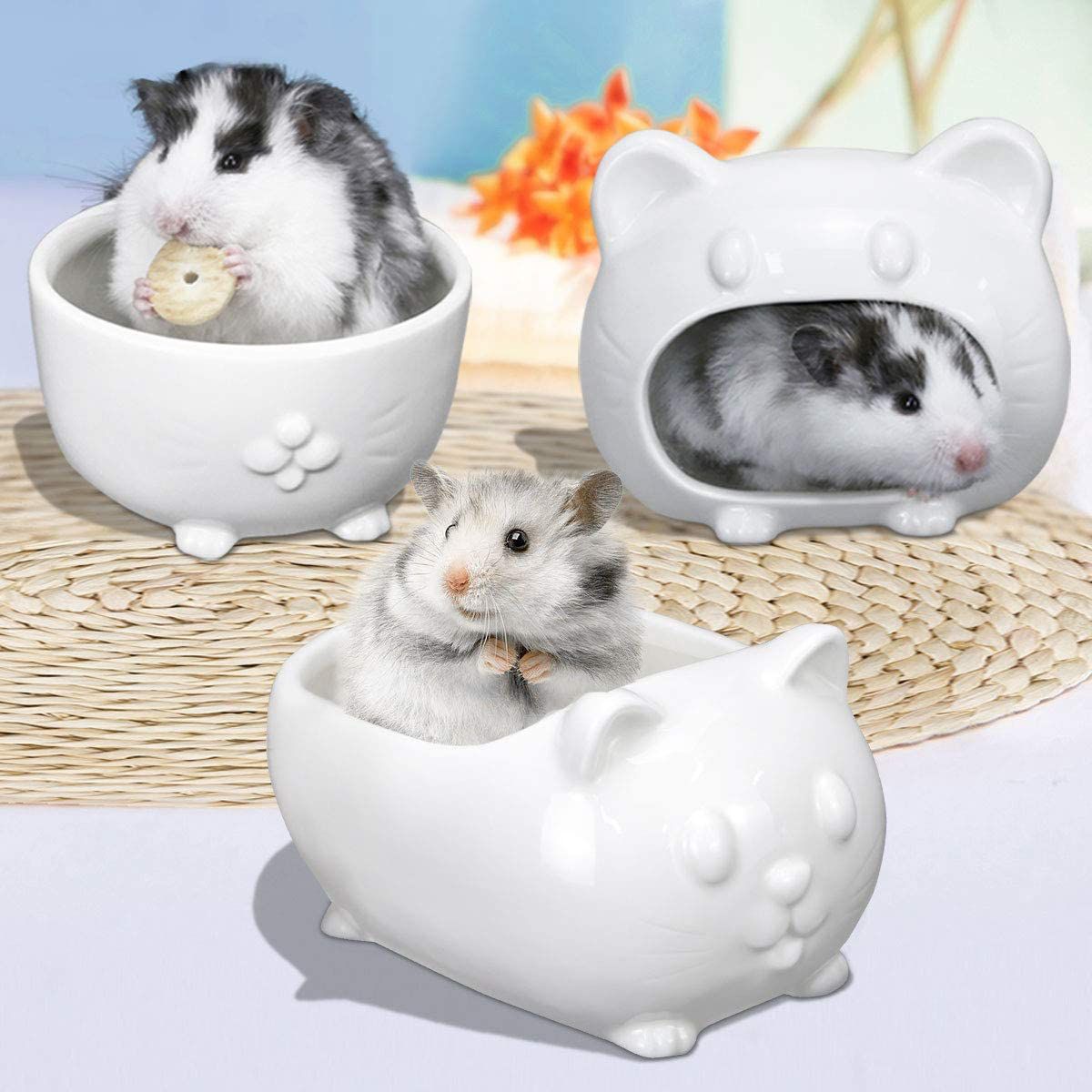 Maohegou Syrian Hamster Ceramic Accessories Golden Hamster Habitat Syrian Hamster Food Bowl Golden Hamster Toilet Gakaria Hamster Food Bowl Roborowski Hamster Bathtub Campbell Hamster Bowl Animals & Pet Supplies > Pet Supplies > Small Animal Supplies > Small Animal Habitat Accessories maohegou