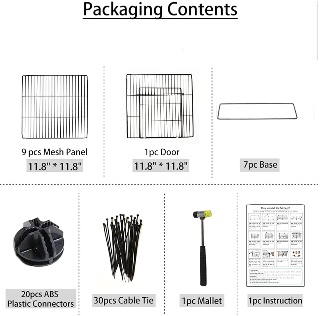 Pet Cage with Metal Wire Grid, DIY Small Animal Cage Indoor for Guinea Pigs, Rabbits, Cat Animals & Pet Supplies > Pet Supplies > Small Animal Supplies > Small Animal Habitats & Cages WSHouse