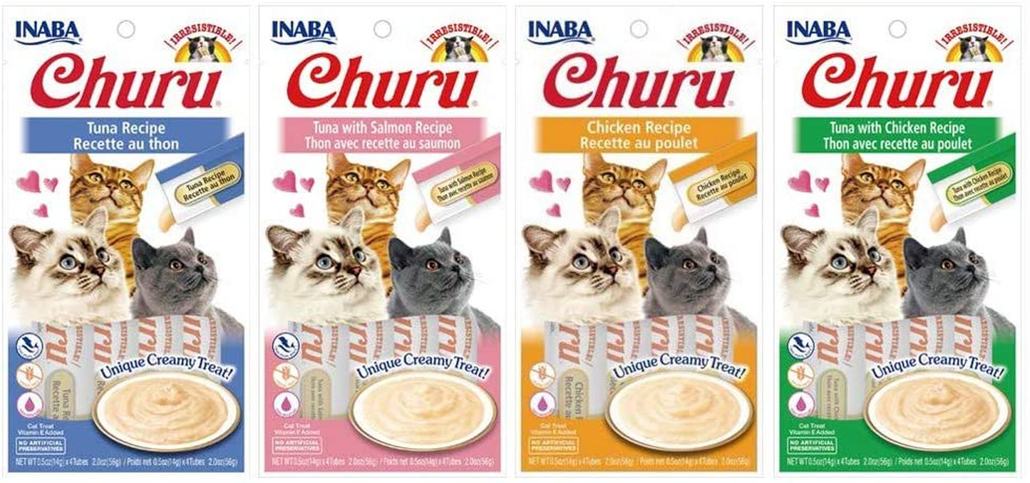 INABA Churu Lickable Purée Natural Cat Treats Animals & Pet Supplies > Pet Supplies > Bird Supplies > Bird Treats INABA Tuna and Chicken Variety Pack 16 Count (Pack of 1)