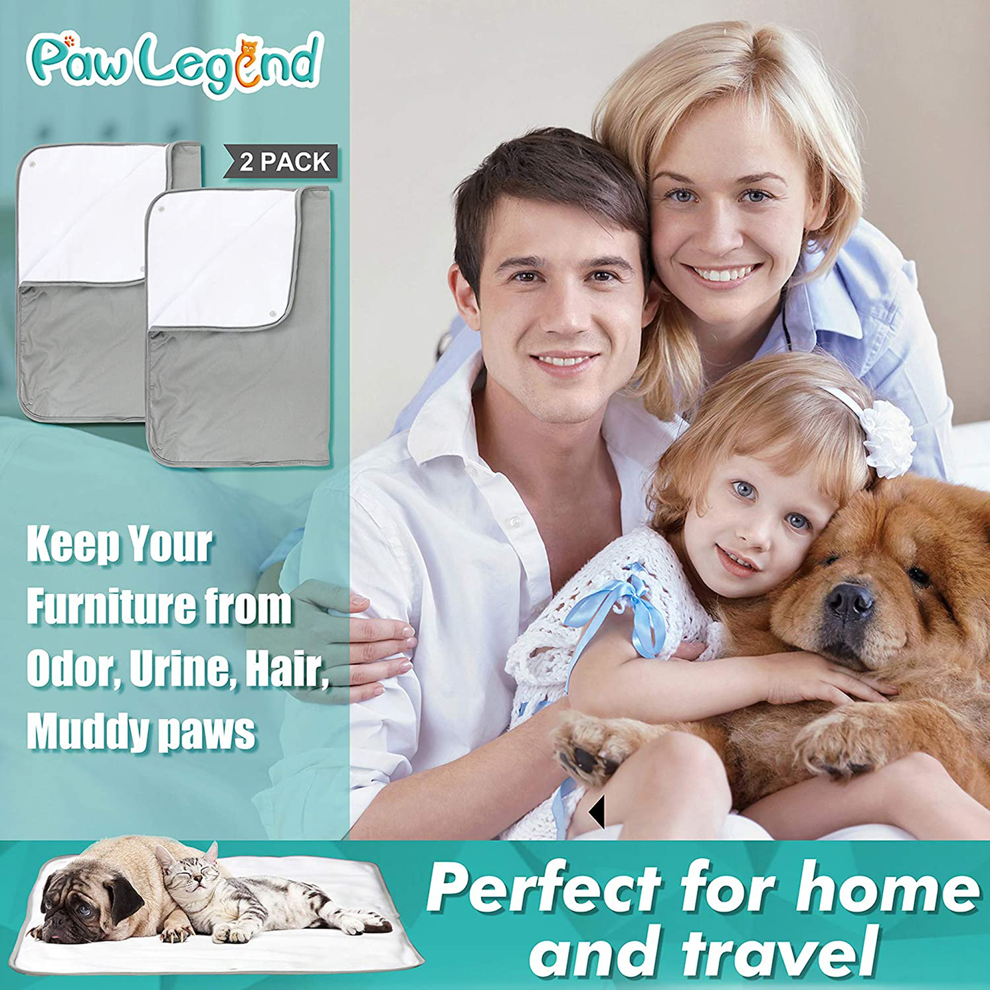 Paw Legend Washable Pee Pads for Dogs (2 Pack),Waterproof Reusable Dog Pee Pads,Washable Puppy Pads with Fast Absorbent (Grey Color) Animals & Pet Supplies > Pet Supplies > Dog Supplies > Dog Diaper Pads & Liners Paw Legend