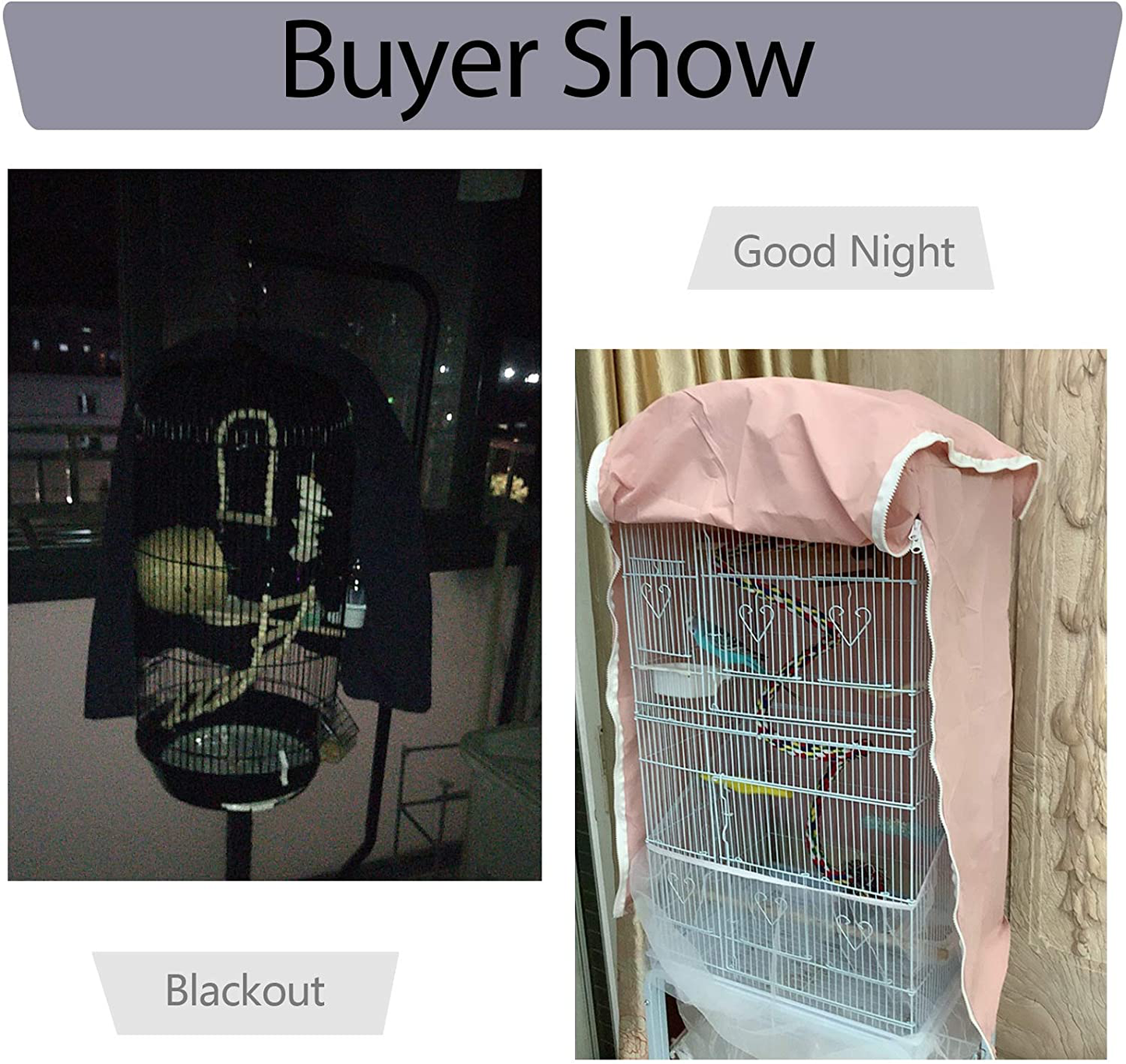 Bonaweite Birdcage Cover Parrot Cage Cover Shade Pet Universal Blackout Windproof Light-Proof Sleep Reduces Distractions Night Accessories Cloth without Cage Animals & Pet Supplies > Pet Supplies > Bird Supplies > Bird Cage Accessories Bonaweite