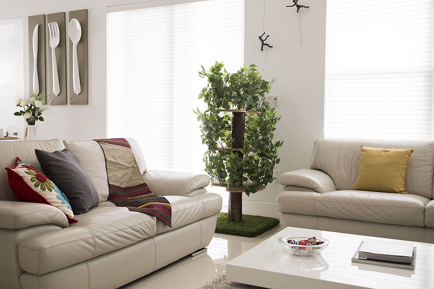 On2 Pets Cat Tree with Leaves Made in USA, Large Square Cat Condo & Cat Activity Tree in Evergreen Animals & Pet Supplies > Pet Supplies > Cat Supplies > Cat Furniture On2 Pets