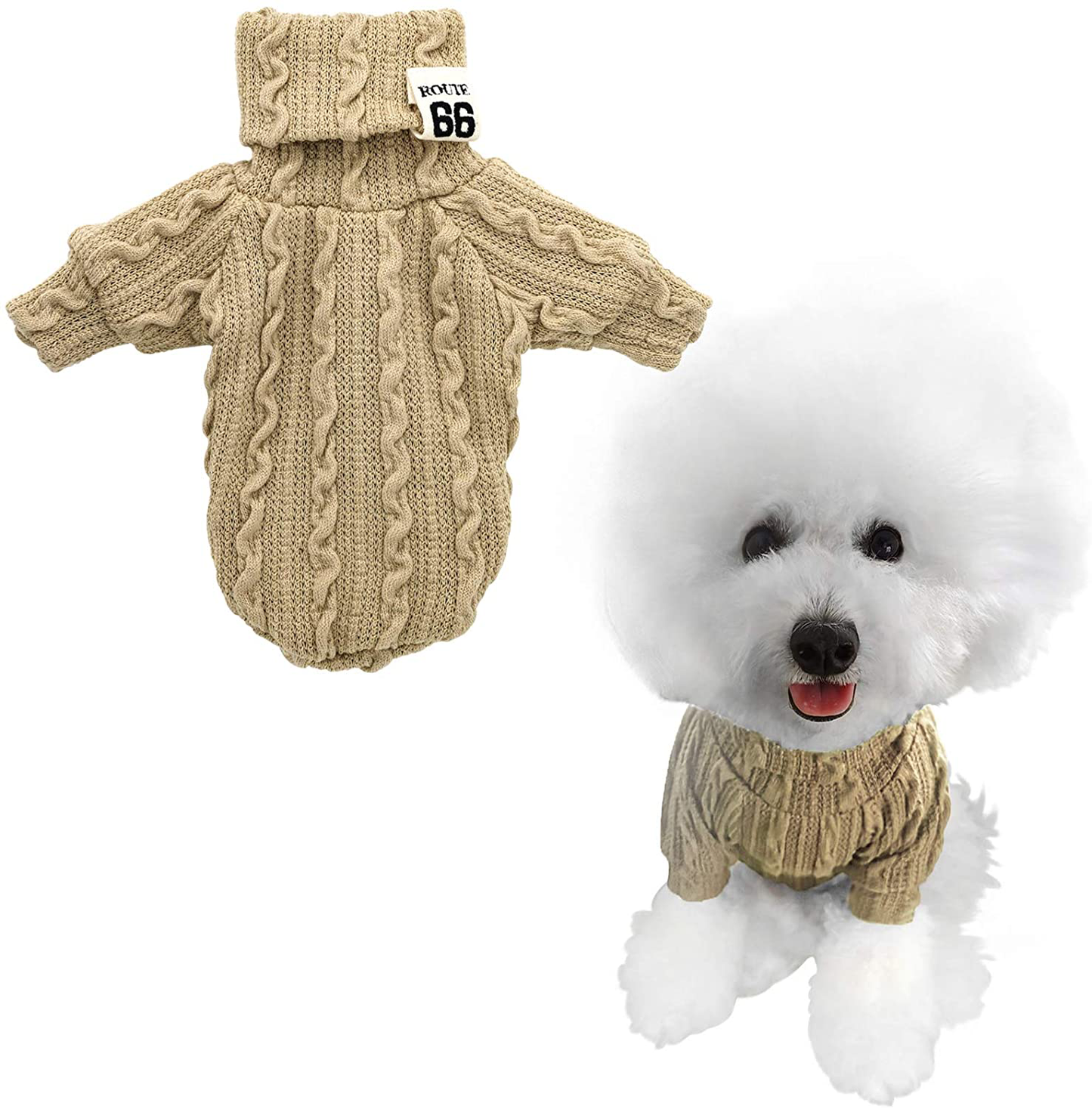 Hzran Dog Sweater, Soft Pet Dog Clothes Knitwear Sweater, Winter-Spring Puppy Turtleneck Pajamas, Sweater for Small Size Dog and Cat(Wine-L) Animals & Pet Supplies > Pet Supplies > Cat Supplies > Cat Apparel Hzran Beige Medium