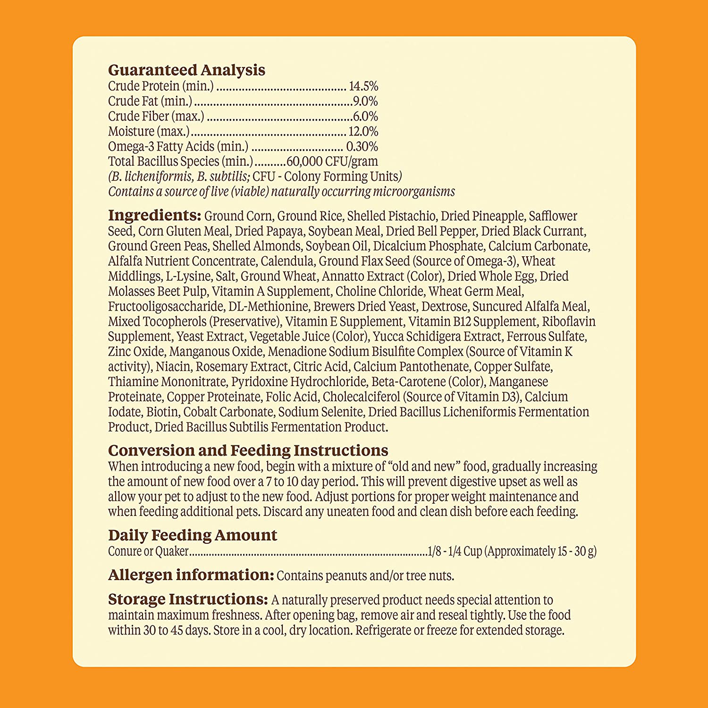 Kaytee Food from the Wild Conure, 2.5 Lb, Hand Selected Ingredients Animals & Pet Supplies > Pet Supplies > Bird Supplies > Bird Food Kaytee