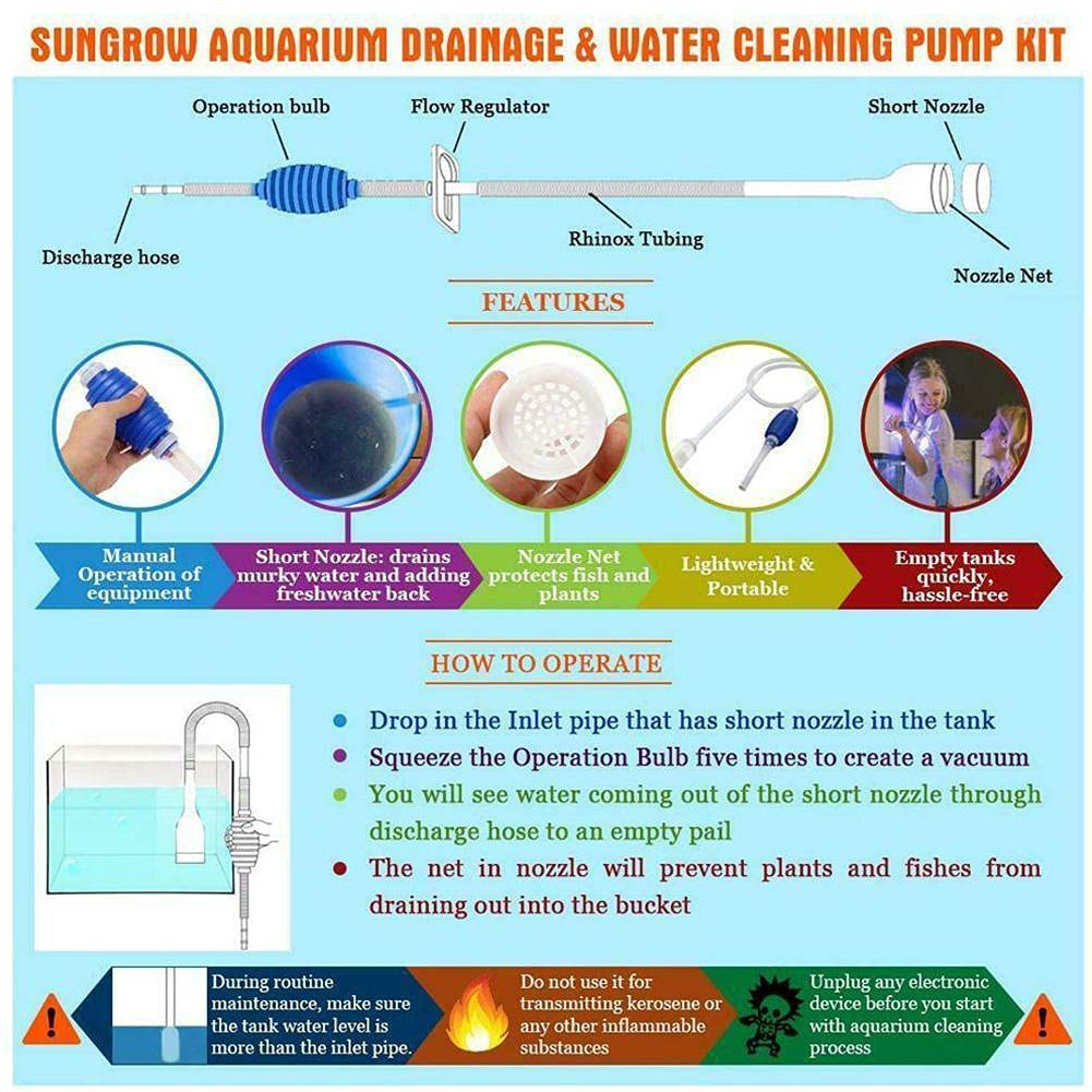 Lbaby 1.4M Aquarium Gravel Cleaner Manual Siphon Pump Fish Tank Vacuum Siphon Cleaning Kit for Water Change Sand Replace Animals & Pet Supplies > Pet Supplies > Fish Supplies > Aquarium Cleaning Supplies Lbaby