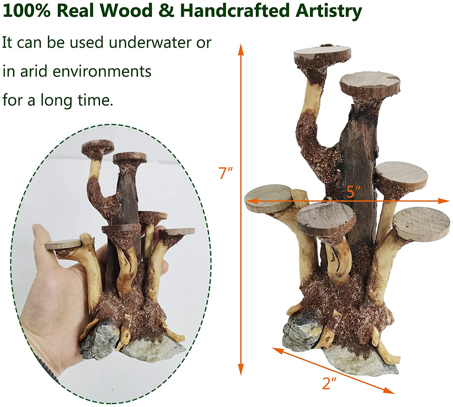 Hamiledyi Driftwood Aquarium Tree, Natural Branches with Stone Base, Handcraft Fish Tank Habitat Decoration, Help Balance Water PH Levels for Terrariums Aquarium Landscaping Animals & Pet Supplies > Pet Supplies > Fish Supplies > Aquarium Decor Hamiledyi