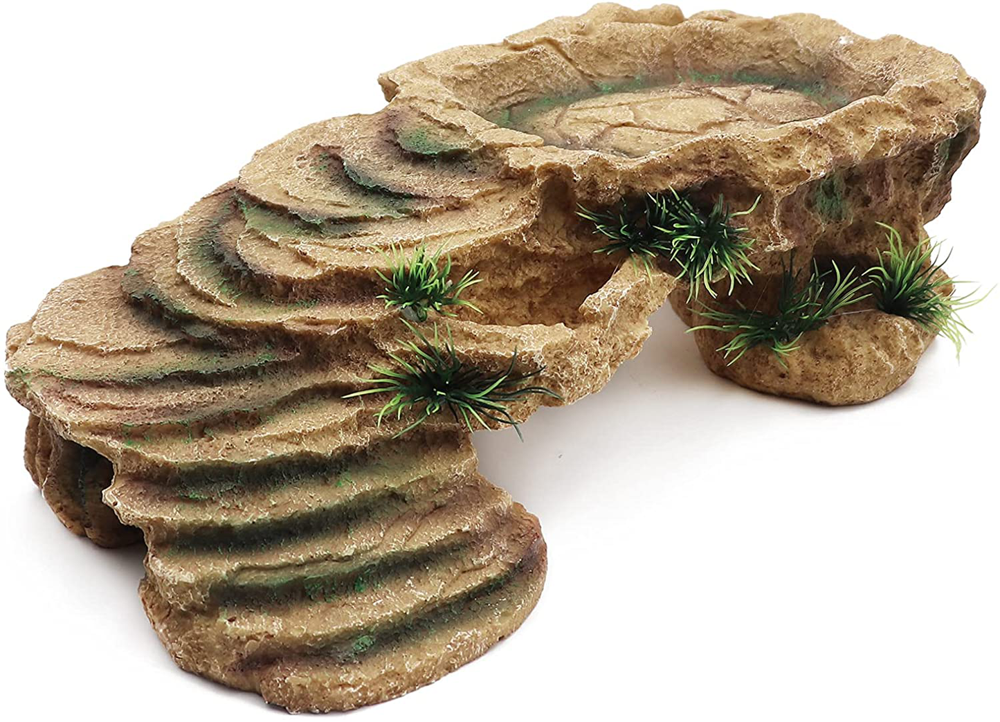 MINYULUA Turtle Basking Platform Reptile Terrarium Hideout Tortoise Resin Rock Hide Cave Habitat Ornament for Bearded Dragon Frogs Lizards Spiders Fish Amphibians Aquarium Animals & Pet Supplies > Pet Supplies > Reptile & Amphibian Supplies > Reptile & Amphibian Habitats MINYULUA Large
