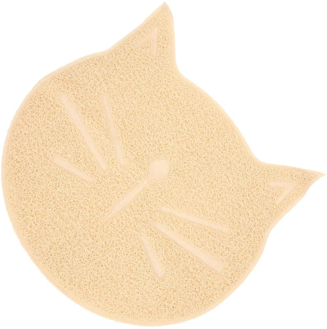 POPETPOP Pet Cat Litter Mat Non Slip Litter Tracking Mat Traps Litter from Box and Cats Easy Clean for Kitty Kitten Supplies 38X38CM Black Animals & Pet Supplies > Pet Supplies > Cat Supplies > Cat Litter Box Mats POPETPOP Beige