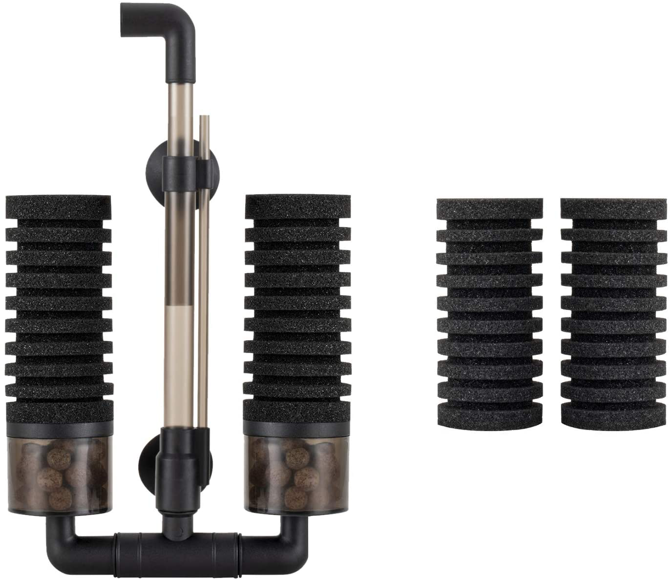 Hygger Aquarium Double Sponge Filter, Comes with 2 Spare Sponges, 1 Bag of Bio Ceramic Media Balls, Quiet Submersible Foam Filter for Fresh Water and Salt-Water Fish Tank Animals & Pet Supplies > Pet Supplies > Fish Supplies > Aquarium Filters hygger Filter S (10-40 gallon)