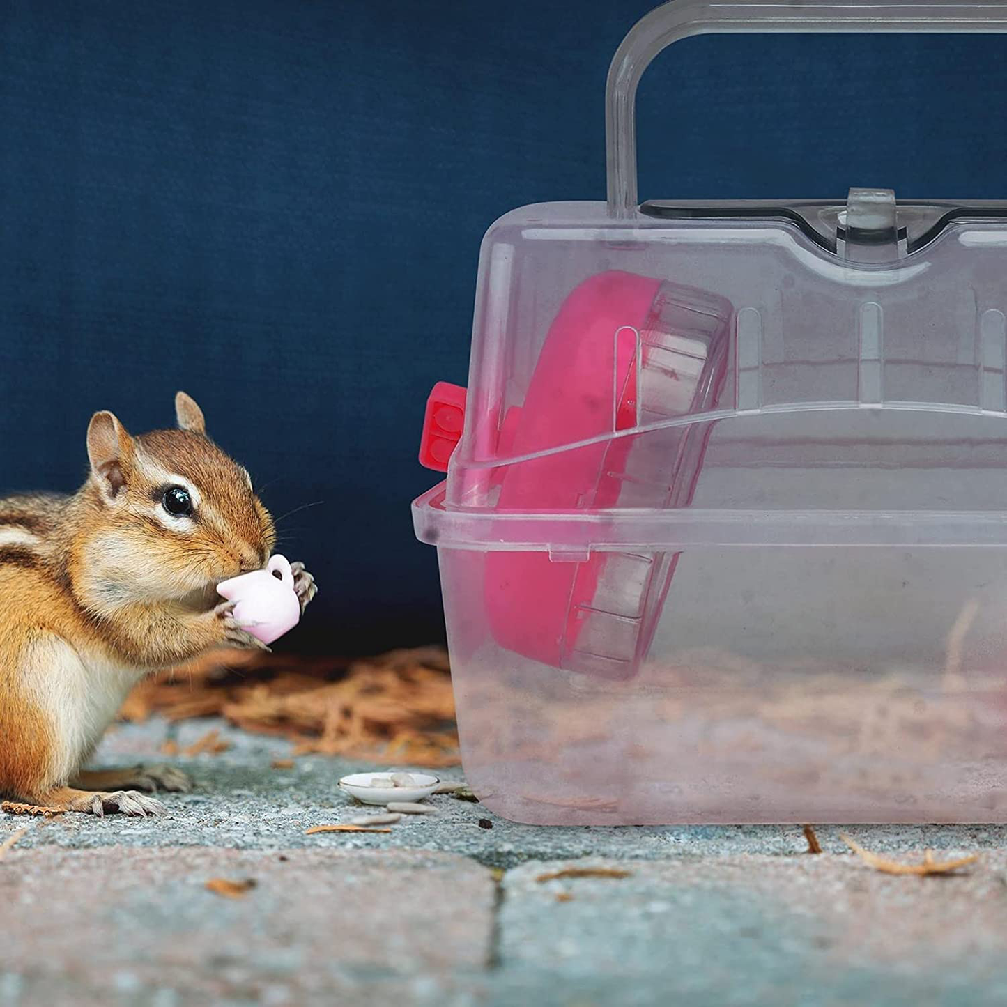 TEHAUX Dwarf Hamster Travel Cage Habitat, Small Animal Portable Travel Carrier with Accessories Including Exercise Wheel Water Bottle and Food Dish ( Pink ) Animals & Pet Supplies > Pet Supplies > Small Animal Supplies > Small Animal Habitat Accessories TEHAUX