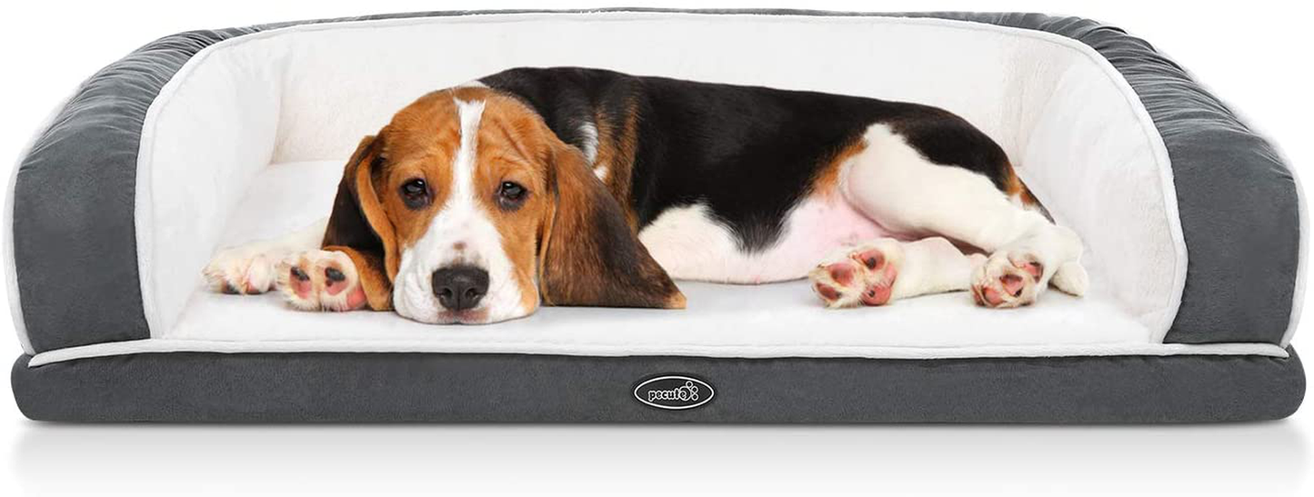 Orthopedic Pet Sofa Bed, Pecute Pillow Dog Bed with Egg Crate Foam, Plush Cat Couch Bed with Removable Washable Cover and Non-Skid Bottom, Suitable for Small Medium Large Dogs & Cats Animals & Pet Supplies > Pet Supplies > Cat Supplies > Cat Beds Pecute L (35x22x7in)