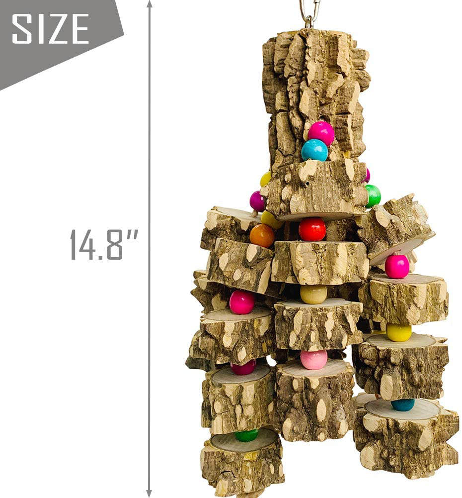 PINVNBY Large Parrot Toys Natural Wood Bird Chewing Toys Parakeet Cage Hammock Hanging Toy for African Grey Macaws Cockatoos Eclectus Amazon Parrot Birds Animals & Pet Supplies > Pet Supplies > Bird Supplies > Bird Toys PINVNBY