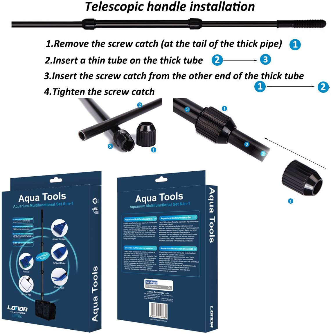 JZMYXA Aquarium Fish Tank Clean Set, Aquarium Cleaning Kit for Fish Tank Long Handle Fish Tank Brush Functional Six Cleaning Tools for Aquarium Telescopic Cleaning 6-In-1 Animals & Pet Supplies > Pet Supplies > Fish Supplies > Aquarium Cleaning Supplies JZMYXA