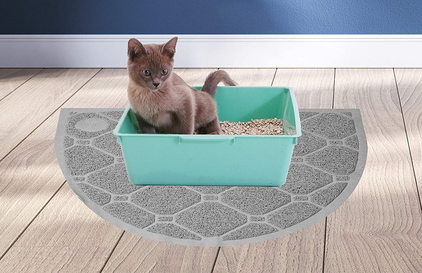 Mind Reader Kitty Stops Tracking, Litter Trapping Mat, Waterproof, Easy Clean, Semi Circle, Gray Animals & Pet Supplies > Pet Supplies > Cat Supplies > Cat Litter Box Mats Mind Reader