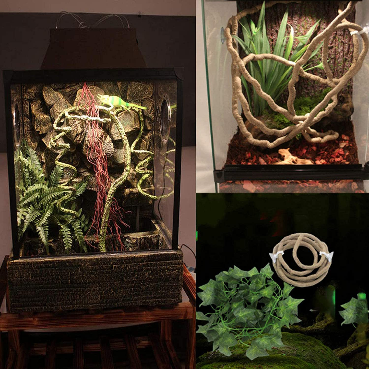 Lizard Bearded Dragon Hammock Set Tank Accessories, Coconut Shell Hut Hideout Cave Natural Seagrass Jungle Climber, Flexible Bend-A Branch Jungle Climbing Vines for Geckos and More Reptiles Perched Animals & Pet Supplies > Pet Supplies > Reptile & Amphibian Supplies > Reptile & Amphibian Habitat Accessories kathson