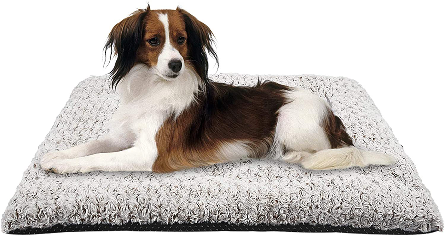 MIXJOY Dog Bed Kennel Pad Washable Anti-Slip Crate Mat for Dogs and Cats Animals & Pet Supplies > Pet Supplies > Dog Supplies > Dog Beds MIXJOY White-brown rose swirl 36-inch