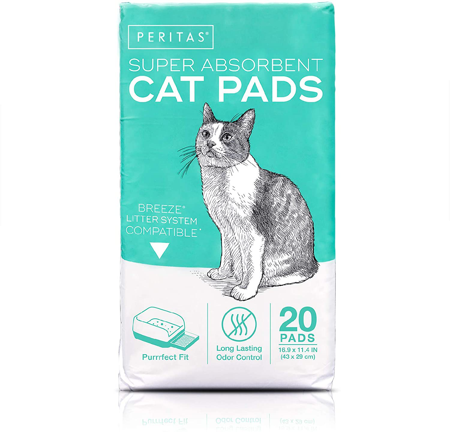 Peritas Cat Pads | Generic Refill for Breeze Tidy Cat Litter System | Cat Liner Pads for Litter Box | Quick-Dry, Super Absorbent, Leak Proof | 16.9"X11.4" (20 Count) Animals & Pet Supplies > Pet Supplies > Cat Supplies > Cat Litter Peritas Original