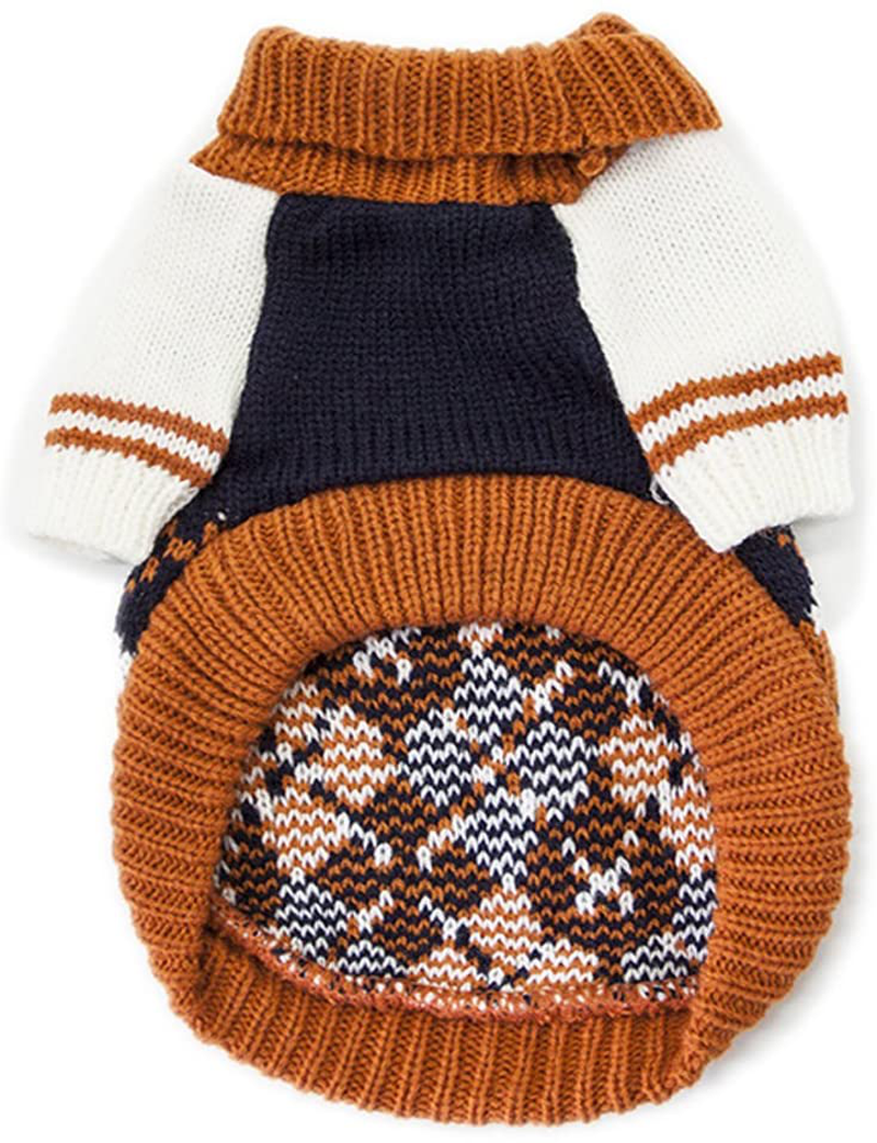 BOBIBI Dog Sweater of the Diamond Plaid Pet Cat Winter Knitwear Warm Clothes,Orange,Small Animals & Pet Supplies > Pet Supplies > Cat Supplies > Cat Apparel BOBIBI