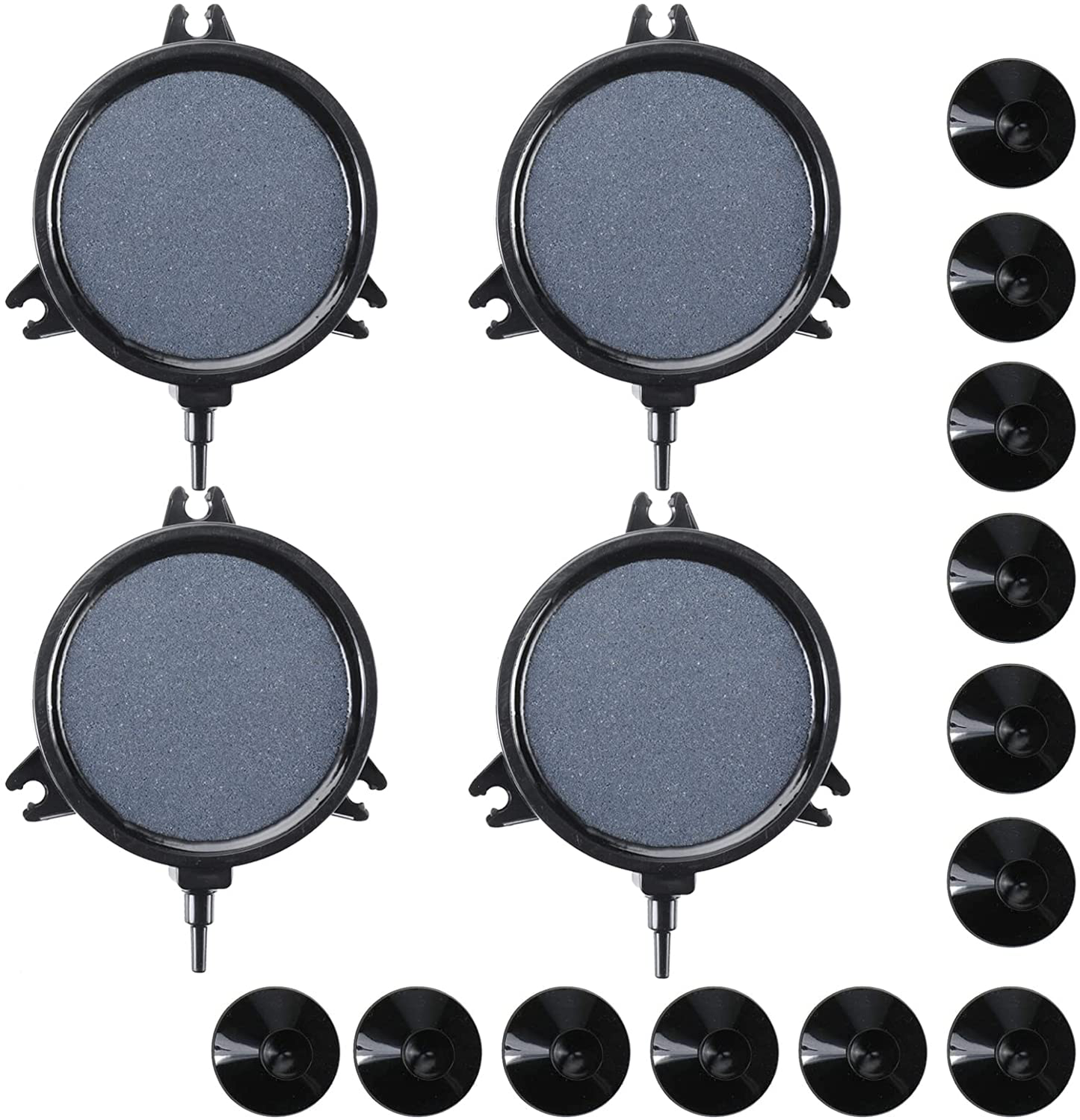 Hyddnice 4Pack 4" Air Stone Disc Bubble Diffuser with 12Pcs Suction Cups Air Stone Bubble Release for Aquarium Fish Tank Hydroponics Pump Animals & Pet Supplies > Pet Supplies > Fish Supplies > Aquarium Air Stones & Diffusers HYDDNice Gray Blue