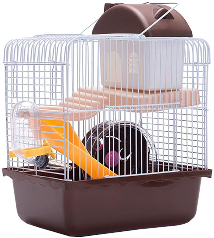 VOSAREA Hamster Cage Gerbil Haven Habitat Small Animal Cage Includes Play Slide Exercise Wheel Hamster Hide- Out Water Bottle (Light Blue) Animals & Pet Supplies > Pet Supplies > Small Animal Supplies > Small Animal Habitats & Cages VOSAREA Brown