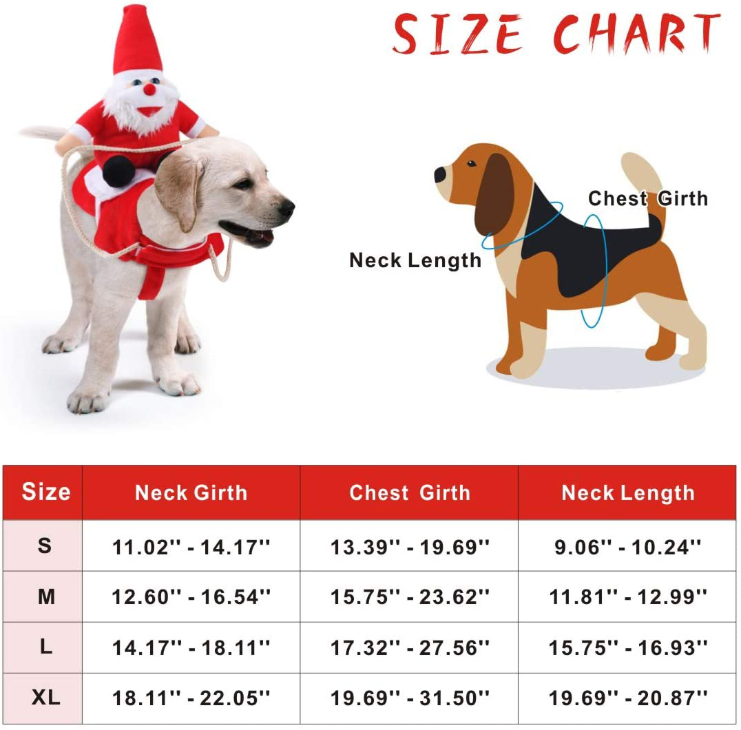 Idepet Dog Santa Claus Riding Christmas Costume Funny Pet Cowboy Rider Horse Designed Dogs Cats Clothes Apparel Party Dress up Clothing Christmas Halloween (L) Animals & Pet Supplies > Pet Supplies > Dog Supplies > Dog Apparel Idepet
