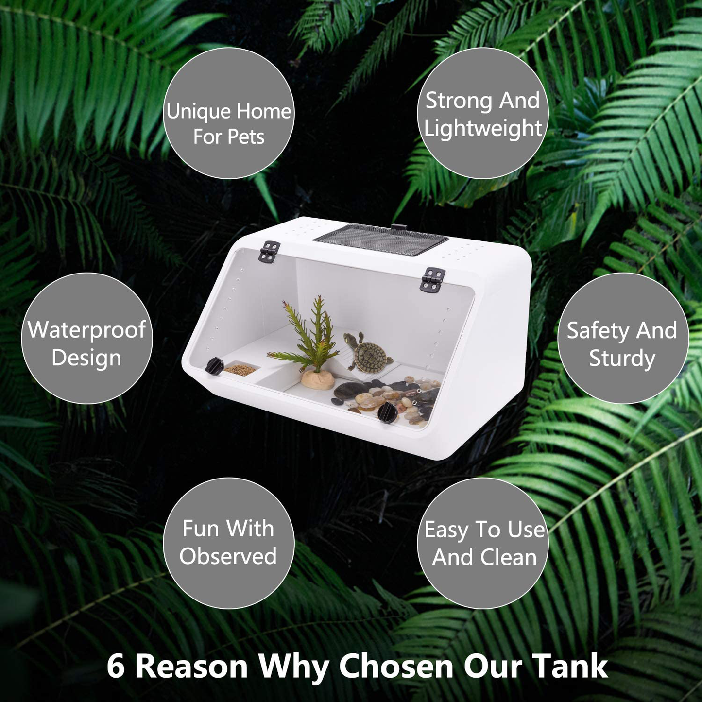 Tantrum Tow Ropes Reptile Aquarium Tank,Reptiles and Amphibious Habitat,Suit for Turtles,Hermit Crabs and Small Amphibians with Basking Platform(18.9In10In10In) Animals & Pet Supplies > Pet Supplies > Reptile & Amphibian Supplies > Reptile & Amphibian Habitats Tantrum Tow Ropes