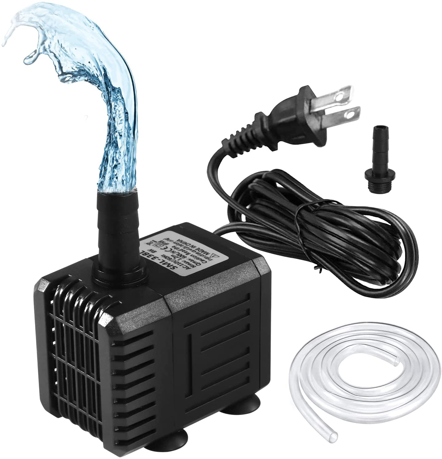 Fountain Pump, 520GPH Submersible Water Pump with Dry Burning Protection, 30W Small Fountain Pond Pump with 6.5Ft Tubing (1/2 Inch ID), 2000L/H, 3 Nozzles for Aquariums, Fish Tank, Hydroponics Animals & Pet Supplies > Pet Supplies > Fish Supplies > Aquarium & Pond Tubing AsFrost 150GPH