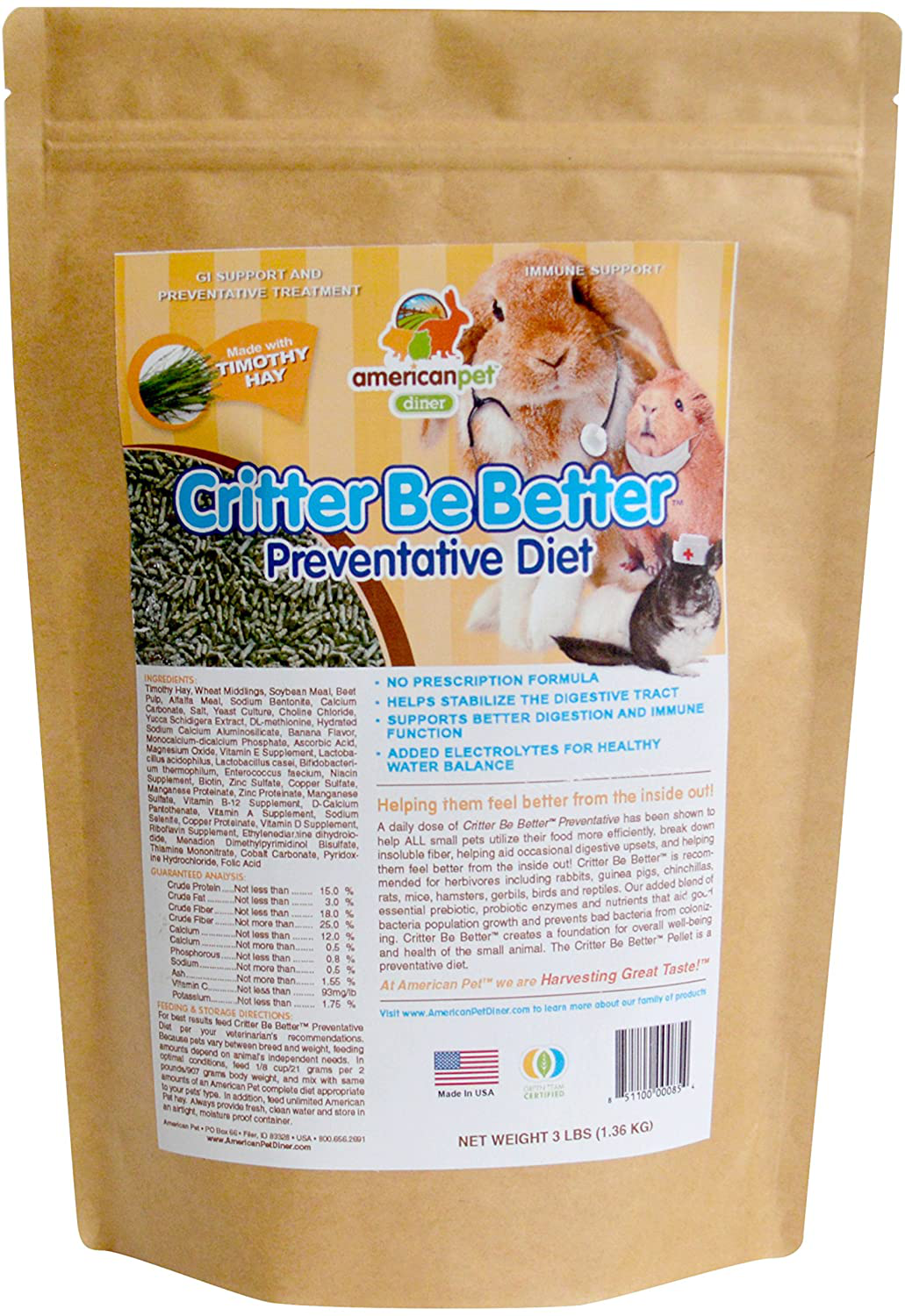 Cbb Digestive Health Yellow Pellet Animals & Pet Supplies > Pet Supplies > Small Animal Supplies > Small Animal Food American Pet Diner 3 Pound