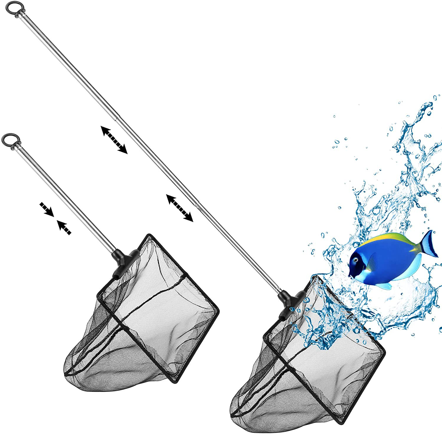 Filhome Aquarium Fish Net with Extendable Stainless Steel Long Handle, Fine Mesh Fish Net for Fish Tank, Betta Fish Net Animals & Pet Supplies > Pet Supplies > Fish Supplies > Aquarium Fish Nets Filhome 6 inch