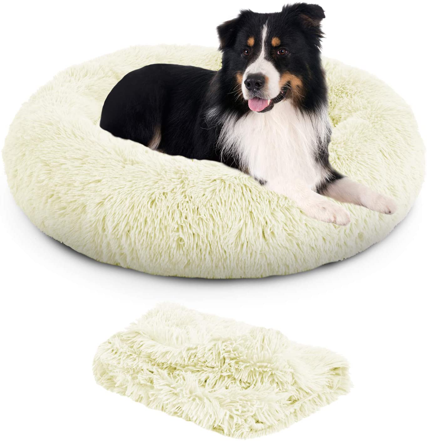 TR Pet Calming Dog Bed Anti-Anxiety Donut Cat Ded Warming Cozy Soft round Dog Bed with Removable Blanket for Large Medium Small Dogs and Cats (L/XL/XXL/XXXL) Animals & Pet Supplies > Pet Supplies > Dog Supplies > Dog Beds TR pet