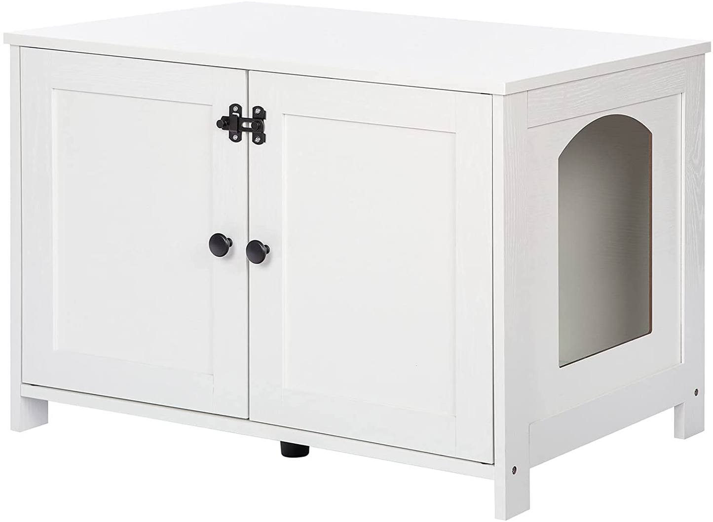 HOOBRO Cat Litter Box Enclosure, Hidden Cat Washroom Furniture with Divider, Wooden Pet House End Table, Large Enough for Most of Orange Cat and Litter Box, Living Room, Bedroom, Rustic Brown BF03MW01 Animals & Pet Supplies > Pet Supplies > Cat Supplies > Cat Furniture HOOBRO White