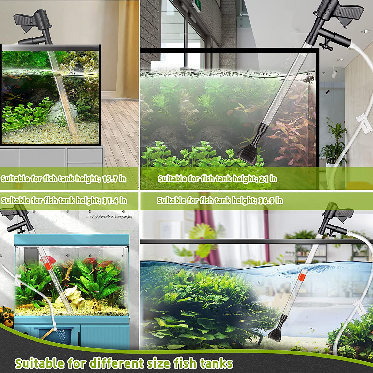 Fortune-Star Fish Tank Cleaner New Upgraded Aquarium Gravel Cleaner Kit Vacuum Siphon Changing Water and Washing Sand with Air-Pressing Button and Fixed Valve Animals & Pet Supplies > Pet Supplies > Fish Supplies > Aquarium Gravel & Substrates Fortune-star