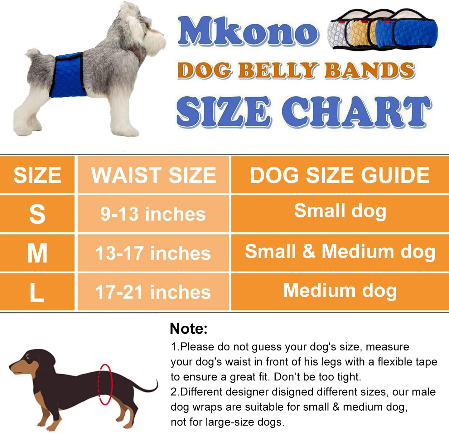 Mkono Male Dog Belly Band Wraps Washable Diapers for Small and Medium Dogs(3 Pack) Animals & Pet Supplies > Pet Supplies > Dog Supplies > Dog Diaper Pads & Liners Mkono