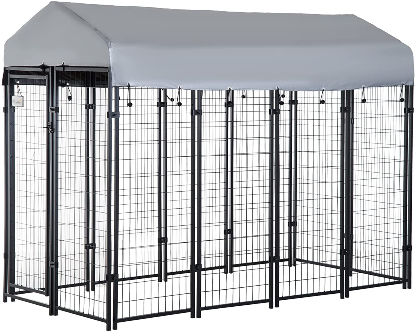 Pawhut Large Outdoor Dog Kennel Galvanized Steel Fence with Uv-Resistant Oxford Cloth Roof & Secure Lock Animals & Pet Supplies > Pet Supplies > Dog Supplies > Dog Houses PawHut 8' x 4' x 6'