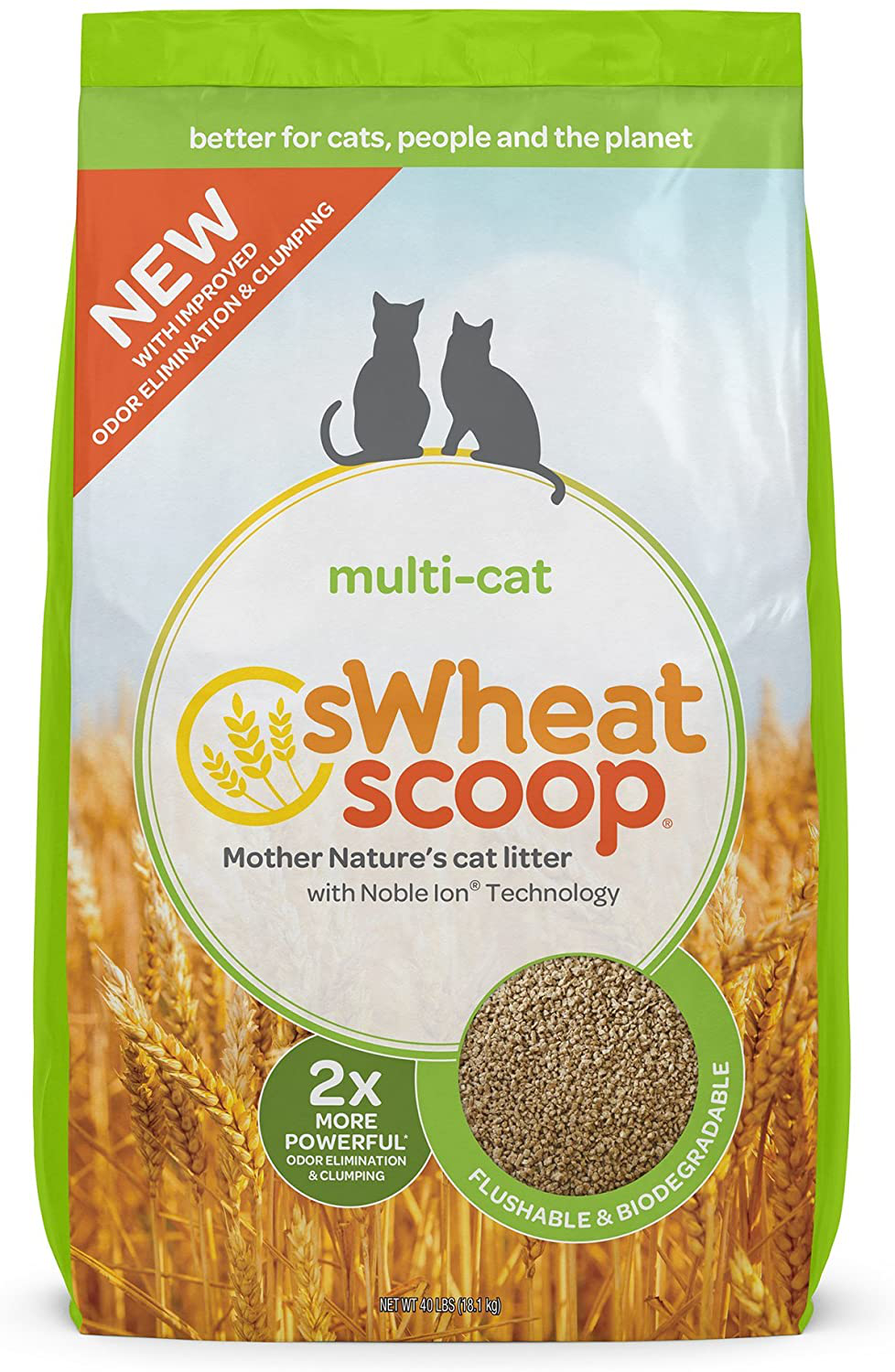 Swheat Scoop Multi Cat Natural Wheat Cat Litter 40-Lb Bag Animals & Pet Supplies > Pet Supplies > Cat Supplies > Cat Litter sWheat Scoop