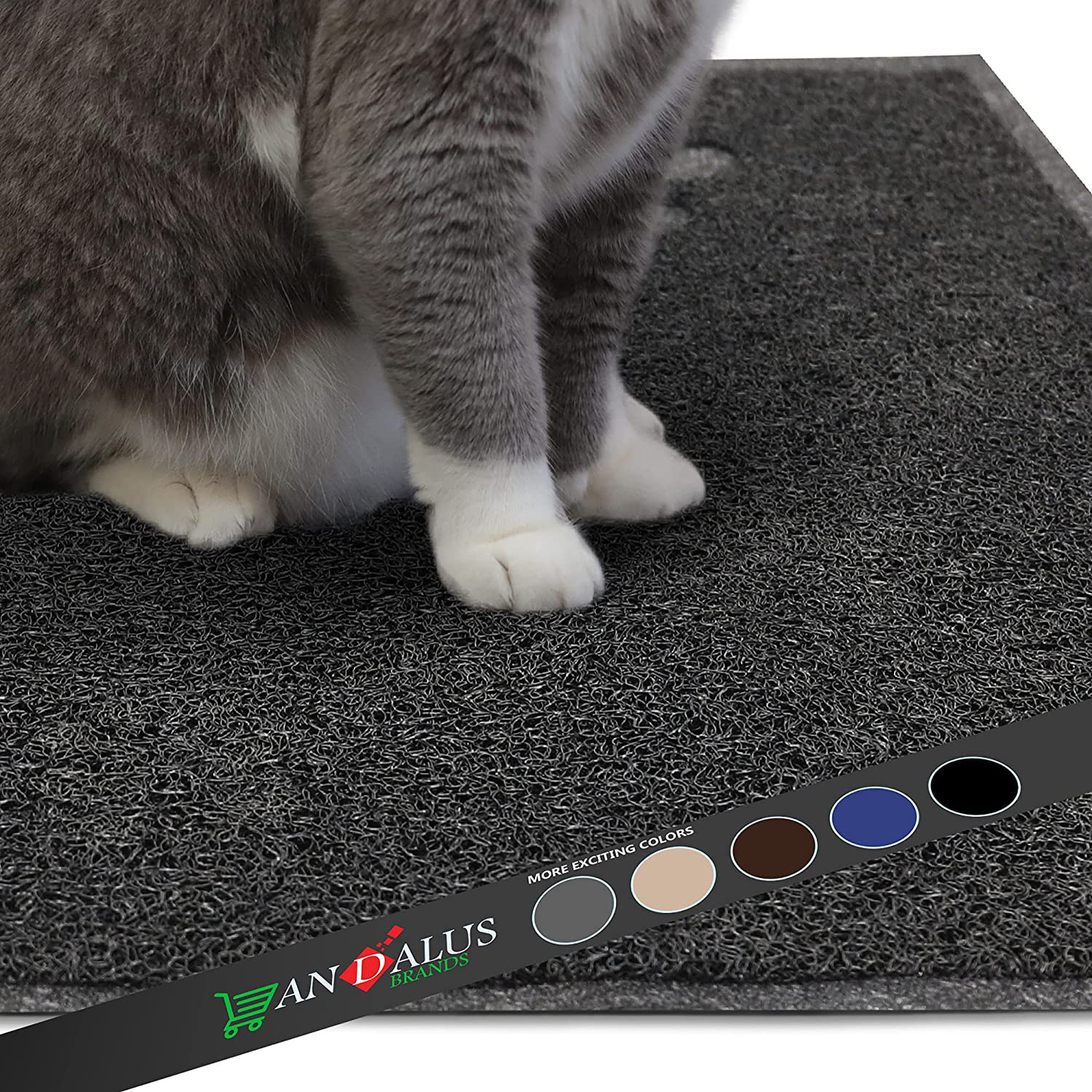 ANDALUS Cat Litter Mat - Kitty Litter Trapping Mat for Litter Boxes - Kitty Litter Mat to Trap Mess, Scatter Control - Washable Indoor Pet Rug and Carpet - Grey, Small (15.75" X 11.75") Animals & Pet Supplies > Pet Supplies > Cat Supplies > Cat Litter Box Mats ANDALUS BRANDS