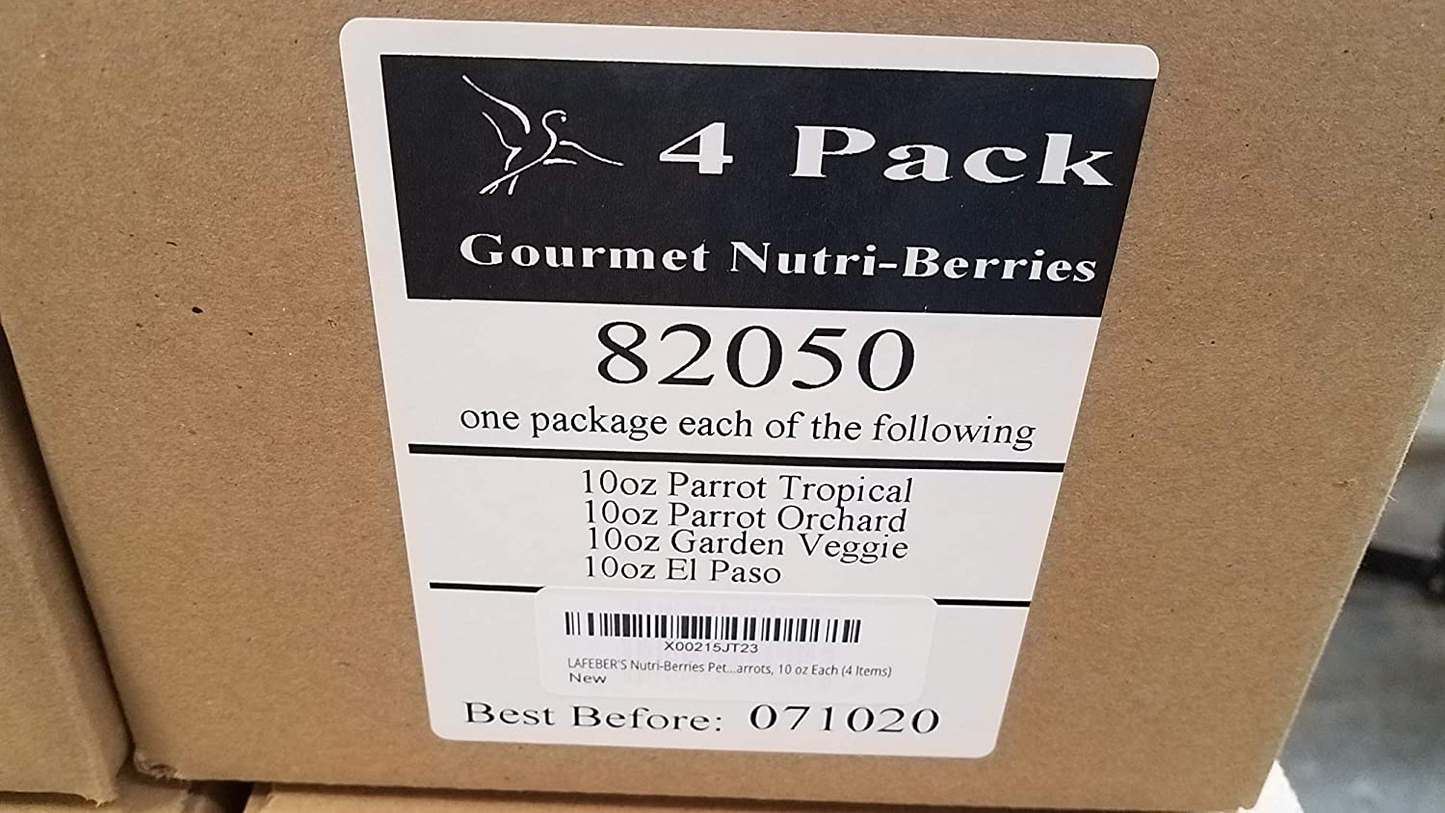 LAFEBER'S Gourmet Nutri-Berries Pet Bird Food Variety Sampler Bundles, Made with Non-Gmo and Human-Grade Ingredients, for Parrots, 10 Oz. Each (4 Pk Bundle) Animals & Pet Supplies > Pet Supplies > Bird Supplies > Bird Food LAFEBER'S
