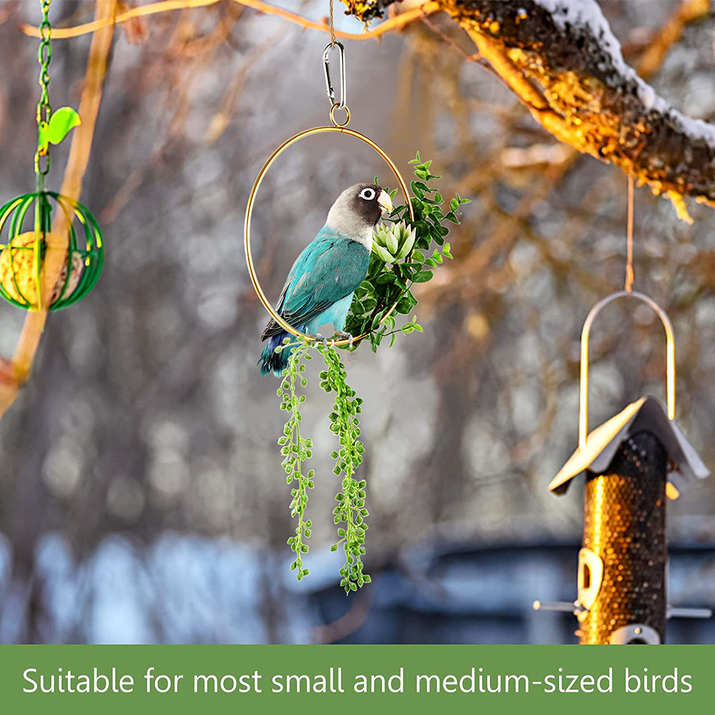 Succulents Simulation Parrot Swings- 7.9" Swing Perch Cage Parakeet Swing Bird Stand Perch Toys for Small & Medium Cockatoo Parakeet Canary Animals & Pet Supplies > Pet Supplies > Bird Supplies > Bird Cage Accessories MEWTOGO