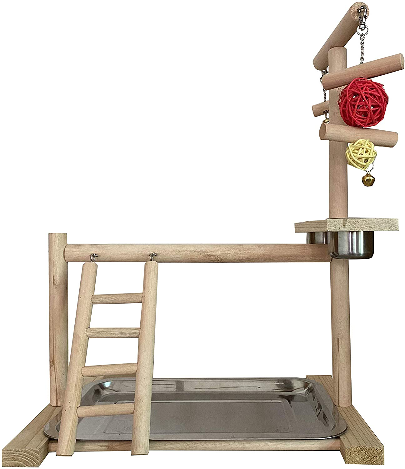 NAPURAL Wyunpets Bird Playground Birdcage Playstand Parrot Play Gym Parakeet Cage Decor Budgie Perch Stand with Feeder Seed Cups Ladder Chew Toys Conure Macaw Cockatiel Finch Small Animals Animals & Pet Supplies > Pet Supplies > Bird Supplies > Bird Gyms & Playstands NAPURAL