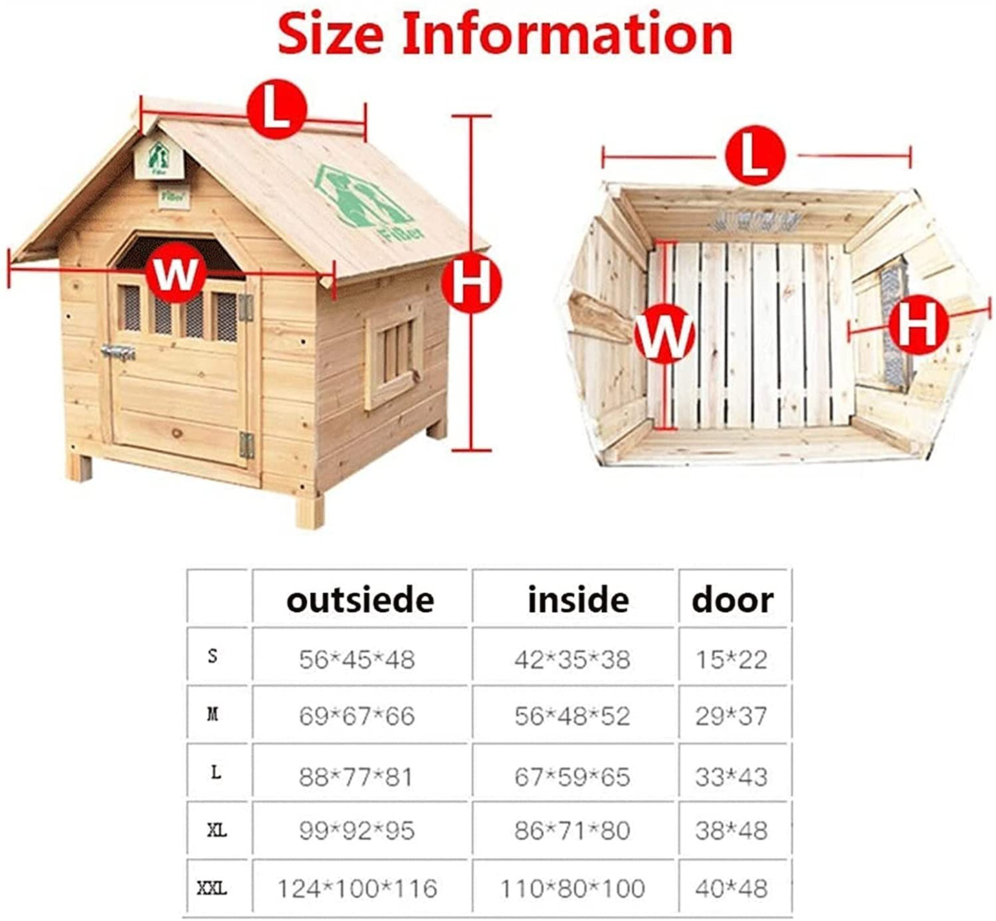 QXWJ Dog House,Wooden Outdoor with Door Window Pet Log Cabin Kennel,Weather Resistant Waterproof Home Pet Furniture,For Small Medium Large Animals Animals & Pet Supplies > Pet Supplies > Dog Supplies > Dog Houses QXWJ