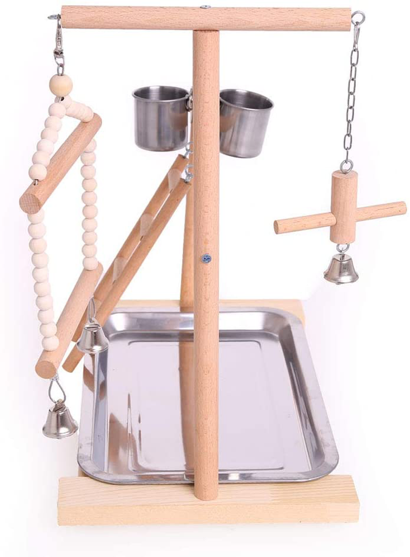 QBLEEV Bird Playground Birdcage Playstand Parrot Play Gym Parakeet Cage Decor Budgie Perch Stand with Feeder Seed Cups Ladder Hanging Swing Chew Toys Conure Macaw Cockatiel Finch Small Animals Animals & Pet Supplies > Pet Supplies > Bird Supplies > Bird Gyms & Playstands QBLEEV