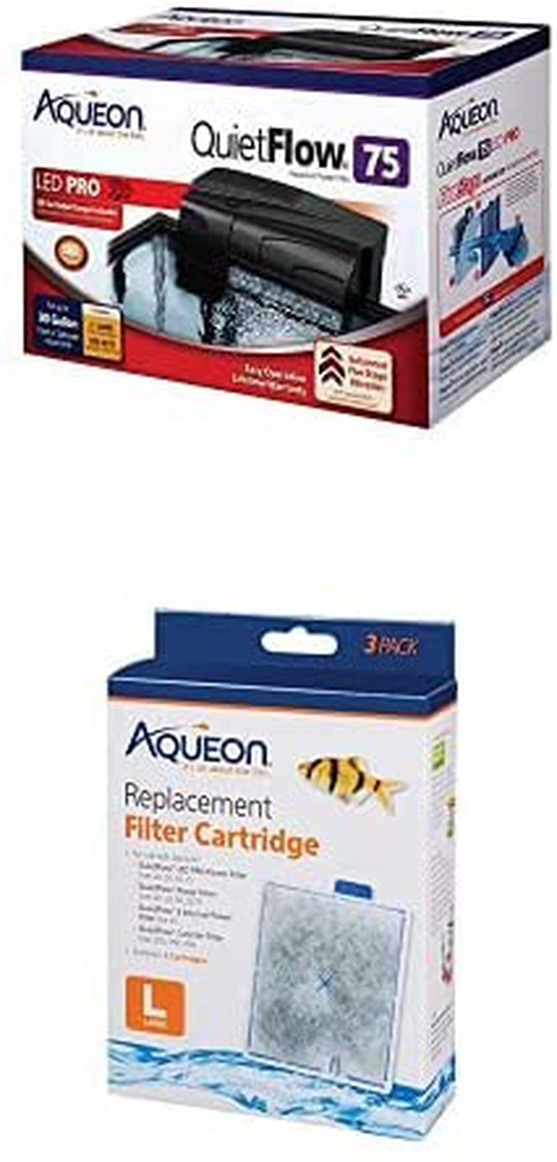 Aqueon Quietflow LED PRO Aquarium Power Filter, Size 75 Animals & Pet Supplies > Pet Supplies > Fish Supplies > Aquarium Filters Aqueon Filter with Replacement Cartridge