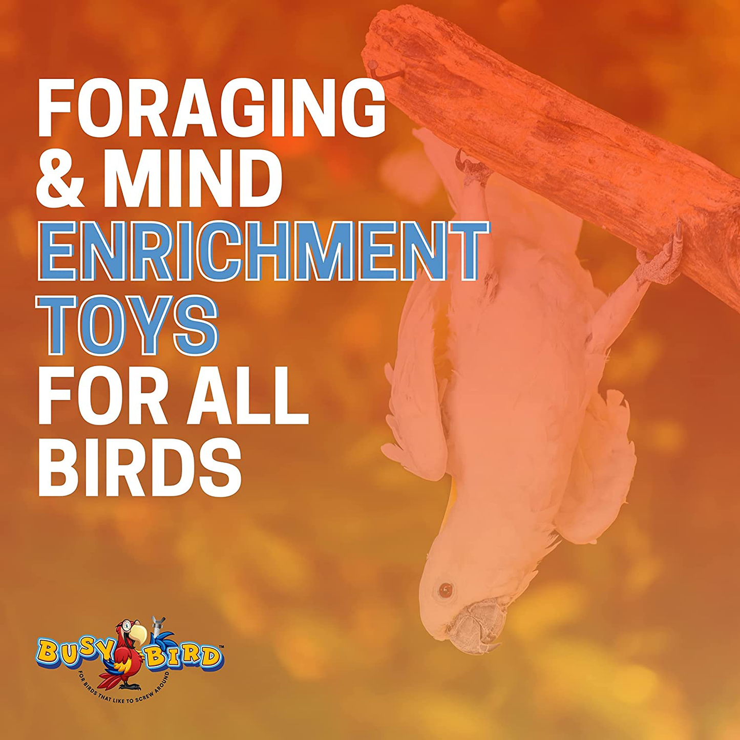 Busy Bird | Barrel Foraging Bird Toy with Non-Removable Wing Nuts - 100% Metal, Ultimate Brain Teaser and Mind Game for Medium to Extra Large Birds Animals & Pet Supplies > Pet Supplies > Bird Supplies > Bird Toys Busy bird for birds that like to screw around