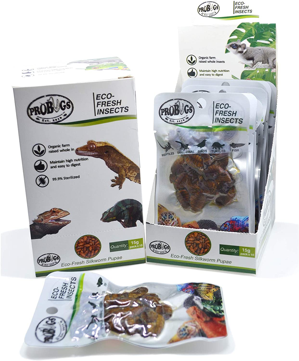 PROBUGS Reptile Food, Eco-Fresh Silkworm Pupae for Bearded Dragons, Chameleons, Leopard Geckos, Monitors, Tokay Geckos, Leachie Geckos, Tegus Animals & Pet Supplies > Pet Supplies > Reptile & Amphibian Supplies > Reptile & Amphibian Food PROBUGS