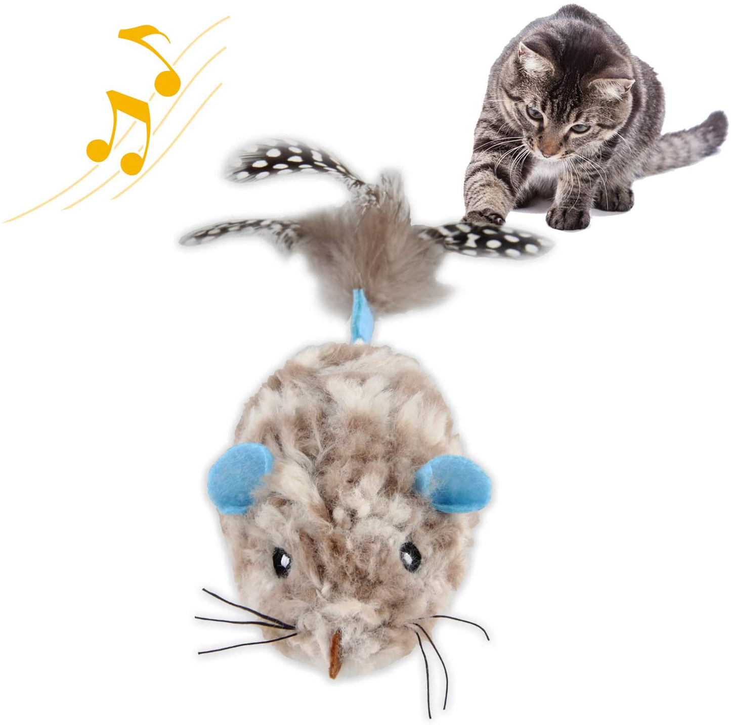 Gigwi Interactive Cat Toy Moving Mouse, Automatic Cat Toy Mice Electronic with Furry Tail, Squeaky Cat Toys for Indoor Cats / Outdoor Exercise (Orange Ear) Animals & Pet Supplies > Pet Supplies > Cat Supplies > Cat Toys Gigwi Mouse Blue Ear (Advanced)