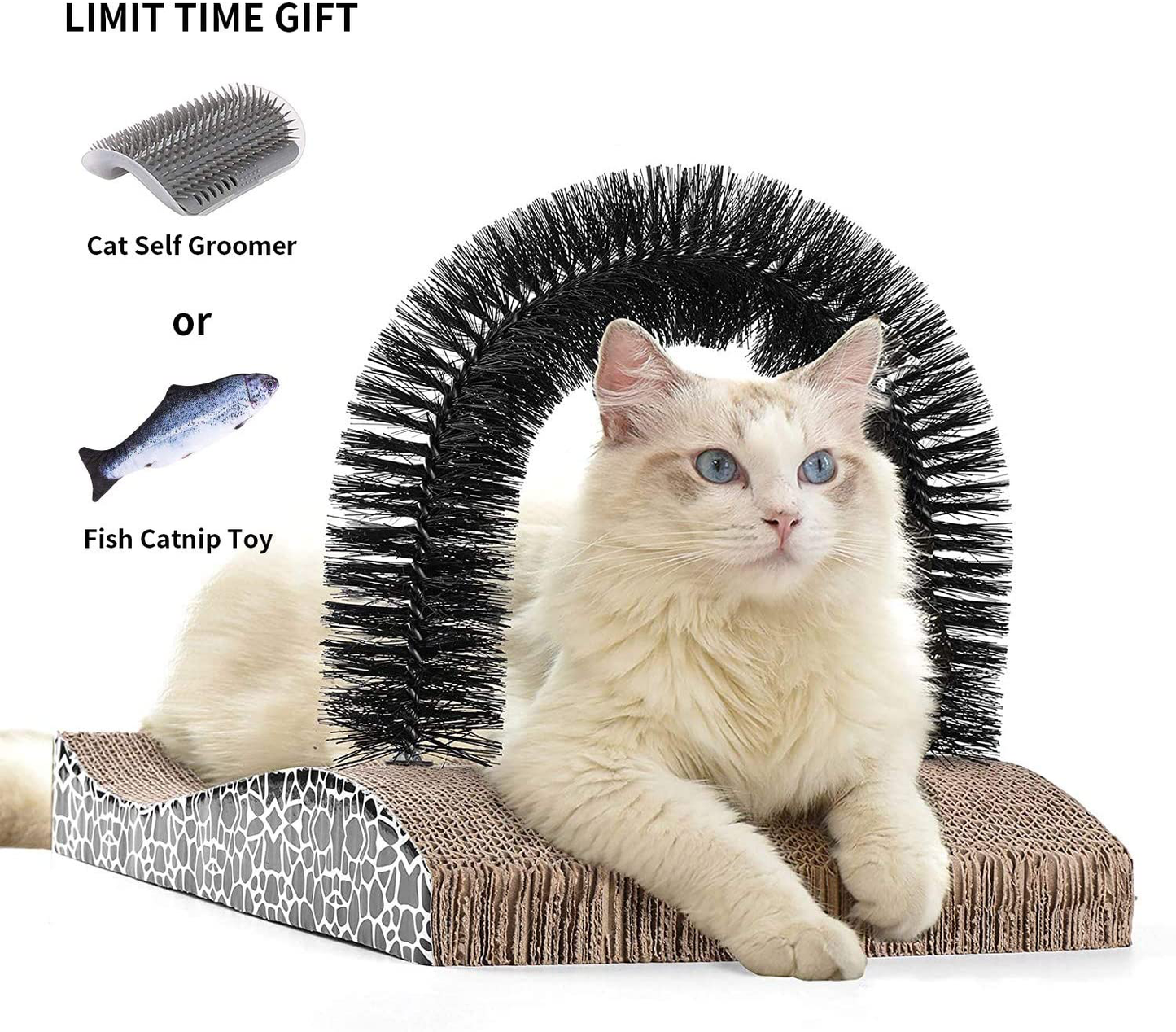 FUKUMARU Cat Self Groomer, 2.0 Version Cat Arch Face Scratcher with Scratcher Pad, Cats Back Grooming Massager Toy Brush for Indoor Kitten and Small Dog Animals & Pet Supplies > Pet Supplies > Cat Supplies > Cat Furniture FUKUMARU