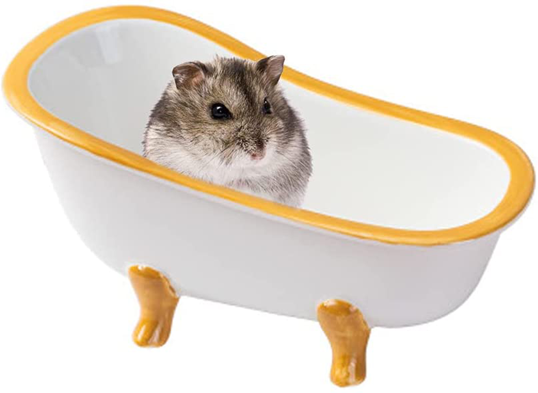 ARBOZEW Hamster Sand Bathtub, Small Animal Ceramic Bathroom, Rat Bathtub Accessories Cage Toys, Relax Bathing Sand Room, Pink, Yellow, Blue, Orange Animals & Pet Supplies > Pet Supplies > Small Animal Supplies > Small Animal Habitat Accessories ARBOZEW Yellow